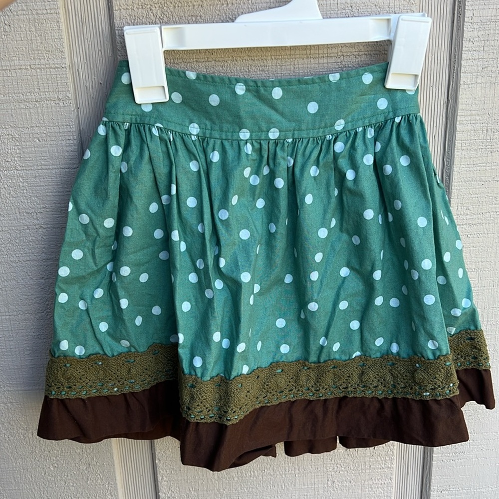 Persnickety Polka Dot Skirt with crochet Trim